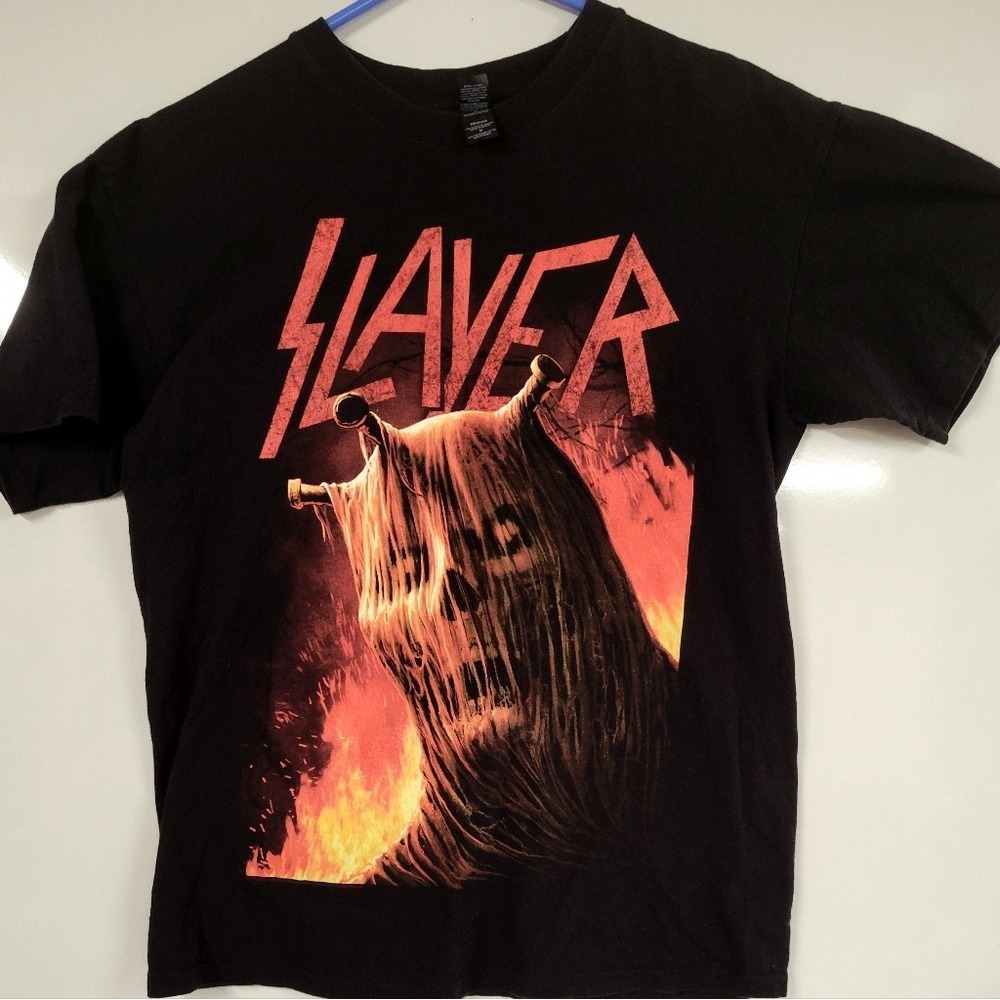 Slayer Metal Band T-Shirt Men's Medium Black Fire Artwork Grunge Tee